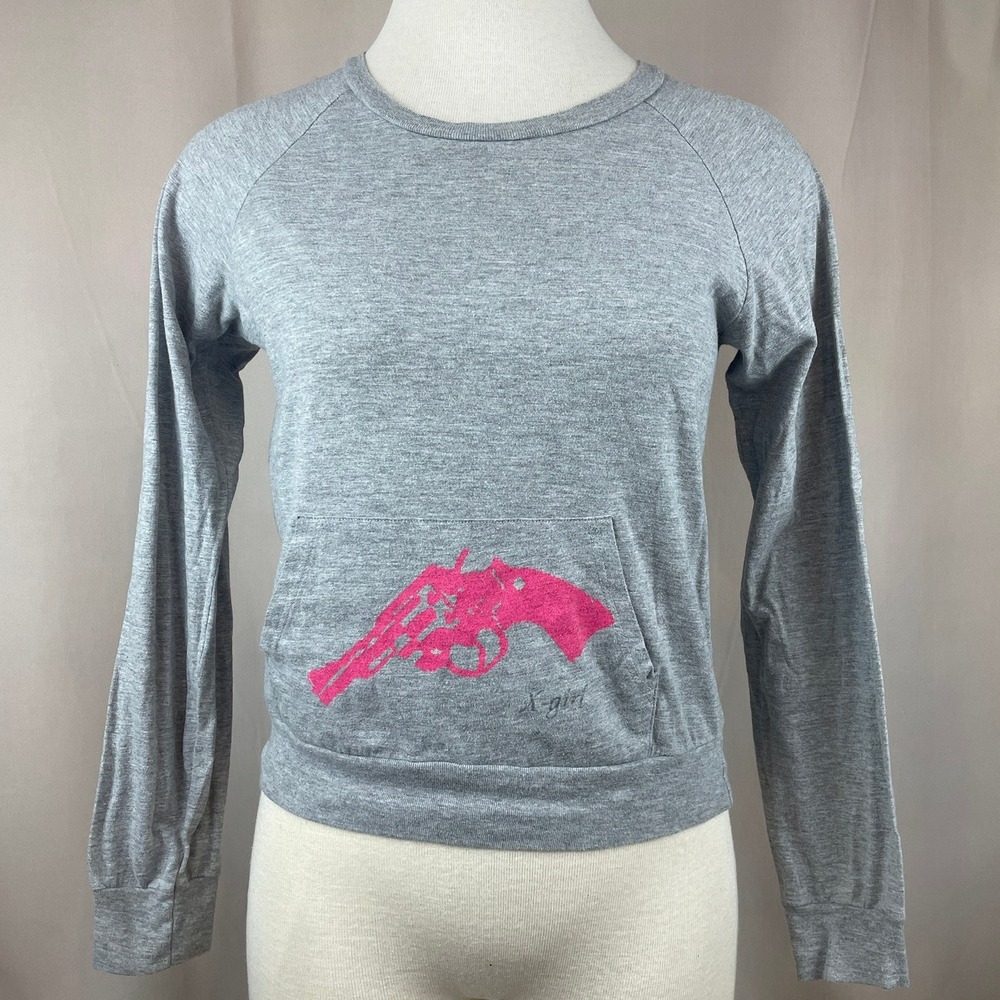 Vintage X-GIRL 90s Womens (S) Long Sleeve pocket crew Kim Gordon Riot Japan Punk